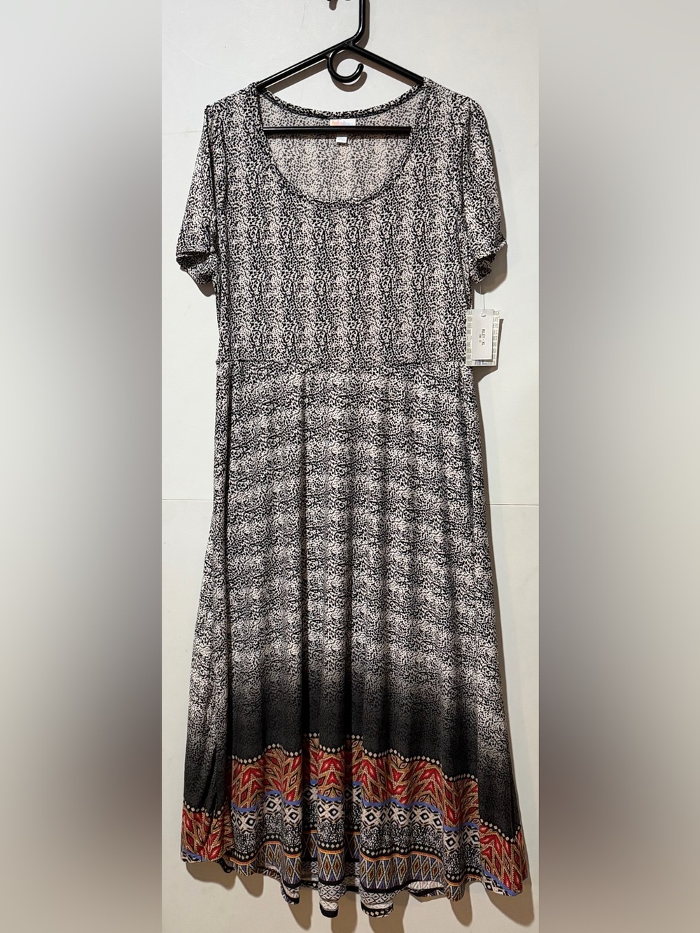 LuLaRoe Black and Cream Animal Print Riley XL Dress NWT